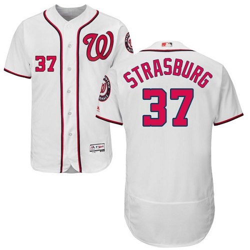 Men's Majestic Washington Nationals #37 Stephen Strasburg Authentic White Home Cool Base MLB Jersey