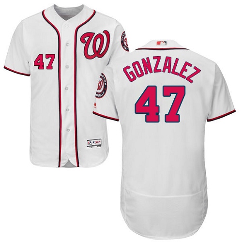 Men's Majestic Washington Nationals #47 Gio Gonzalez Authentic White Home Cool Base MLB Jersey