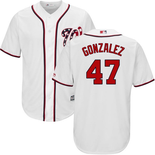 Men's Majestic Washington Nationals #47 Gio Gonzalez Replica White Home Cool Base MLB Jersey