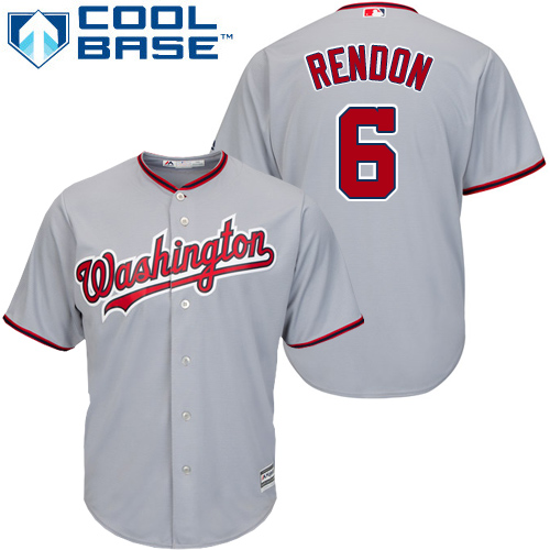 Men's Majestic Washington Nationals #6 Anthony Rendon Replica Grey Road Cool Base MLB Jersey