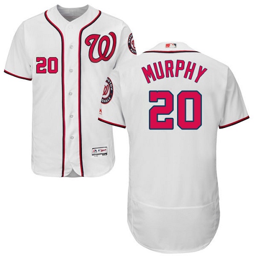 Men's Majestic Washington Nationals #20 Daniel Murphy Authentic White Home Cool Base MLB Jersey