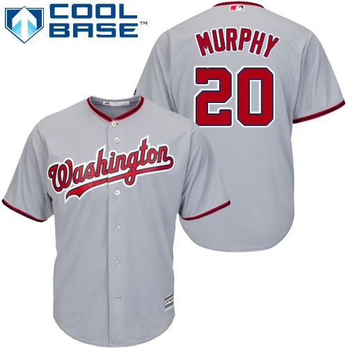 Men's Majestic Washington Nationals #20 Daniel Murphy Replica Grey Road Cool Base MLB Jersey