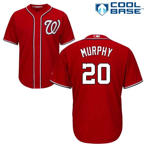 Men's Majestic Washington Nationals #20 Daniel Murphy Replica Red Alternate 1 Cool Base MLB Jersey