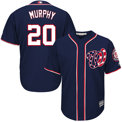 Men's Majestic Washington Nationals #20 Daniel Murphy Replica Navy Blue Alternate 2 Cool Base MLB Jersey