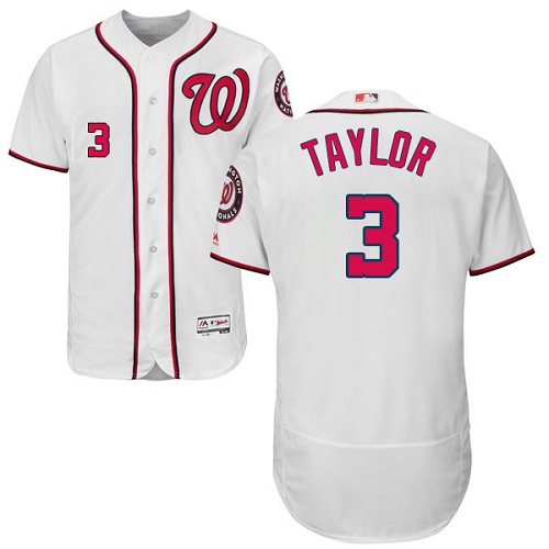 Men's Majestic Washington Nationals #3 Michael Taylor Authentic White Home Cool Base MLB Jersey