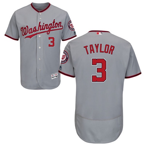 Men's Majestic Washington Nationals #3 Michael Taylor Authentic Grey Road Cool Base MLB Jersey