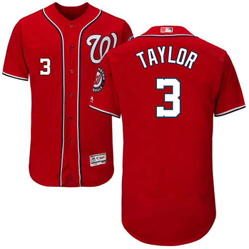 Men's Majestic Washington Nationals #3 Michael Taylor Authentic Red Alternate 1 Cool Base MLB Jersey