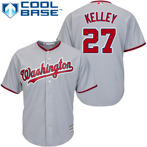 Men's Majestic Washington Nationals #27 Shawn Kelley Replica Grey Road Cool Base MLB Jersey