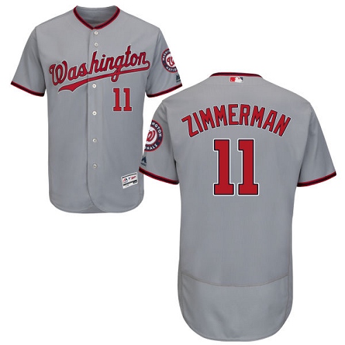 Men's Majestic Washington Nationals #11 Ryan Zimmerman Grey Flexbase Authentic Collection MLB Jersey