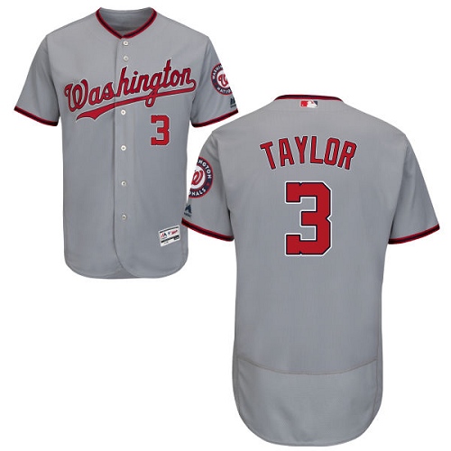 Men's Majestic Washington Nationals #3 Michael Taylor Grey Flexbase Authentic Collection MLB Jersey