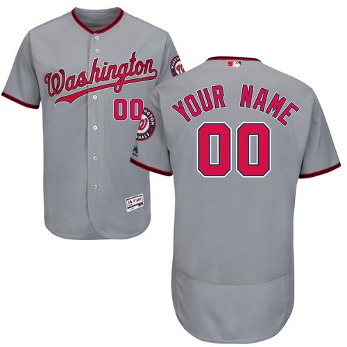 Men's Majestic Washington Nationals Customized Grey Flexbase Authentic Collection MLB Jersey