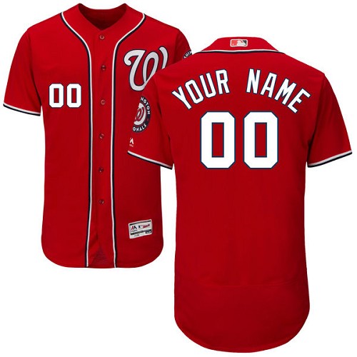 Men's Majestic Washington Nationals Customized Red Flexbase Authentic Collection MLB Jersey