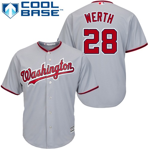 Youth Majestic Washington Nationals #28 Jayson Werth Replica Grey Road Cool Base MLB Jersey