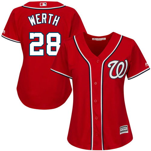 Women's Majestic Washington Nationals #28 Jayson Werth Authentic Red Alternate 1 Cool Base MLB Jersey