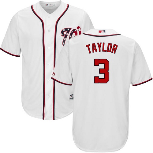Youth Majestic Washington Nationals #3 Michael Taylor Authentic White Home Cool Base MLB Jersey