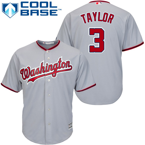 Youth Majestic Washington Nationals #3 Michael Taylor Authentic Grey Road Cool Base MLB Jersey