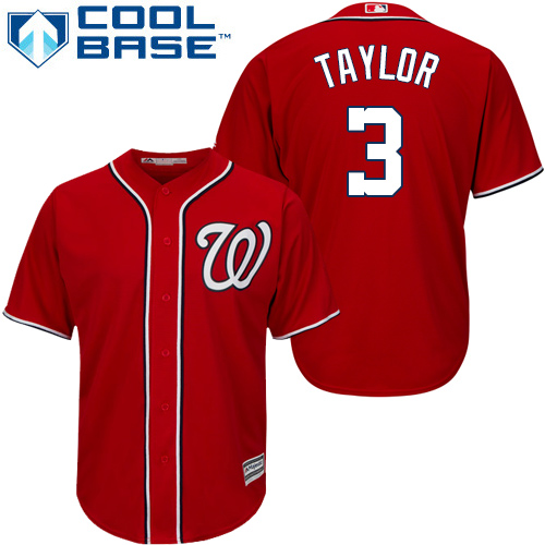 Youth Majestic Washington Nationals #3 Michael Taylor Authentic Red Alternate 1 Cool Base MLB Jersey