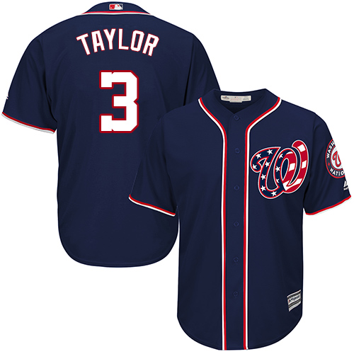 Youth Majestic Washington Nationals #3 Michael Taylor Authentic Navy Blue Alternate 2 Cool Base MLB Jersey
