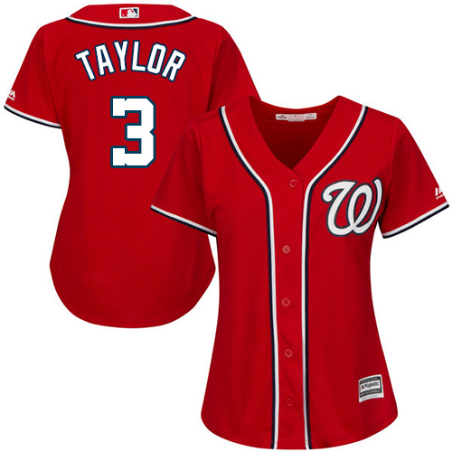 Women's Majestic Washington Nationals #3 Michael Taylor Replica Red Alternate 1 Cool Base MLB Jersey