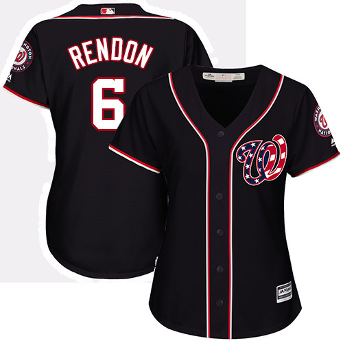 Women's Majestic Washington Nationals #6 Anthony Rendon Replica Navy Blue Alternate 2 Cool Base MLB Jersey
