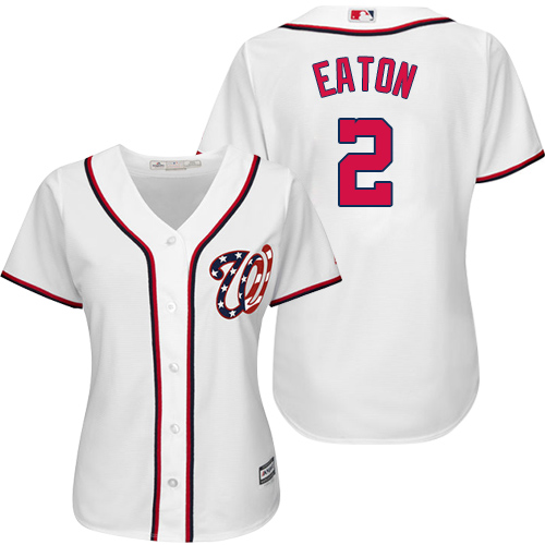 Women's Majestic Washington Nationals #2 Adam Eaton Authentic White Home Cool Base MLB Jersey