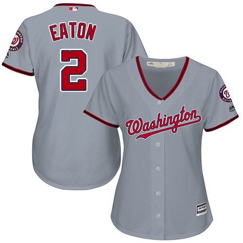 Women's Majestic Washington Nationals #2 Adam Eaton Replica Grey Road Cool Base MLB Jersey