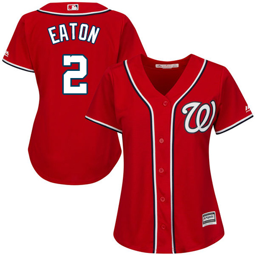Women's Majestic Washington Nationals #2 Adam Eaton Authentic Red Alternate 1 Cool Base MLB Jersey