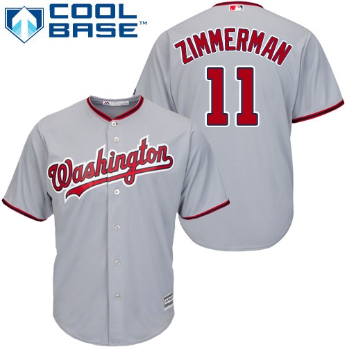Youth Majestic Washington Nationals #11 Ryan Zimmerman Authentic Grey Road Cool Base MLB Jersey