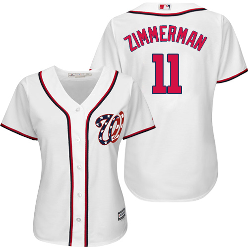 Women's Majestic Washington Nationals #11 Ryan Zimmerman Authentic White Home Cool Base MLB Jersey