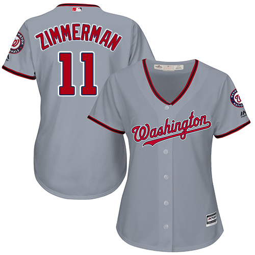 Women's Majestic Washington Nationals #11 Ryan Zimmerman Authentic Grey Road Cool Base MLB Jersey