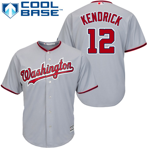 Youth Majestic Washington Nationals #4 Howie Kendrick Replica Grey Road Cool Base MLB Jersey