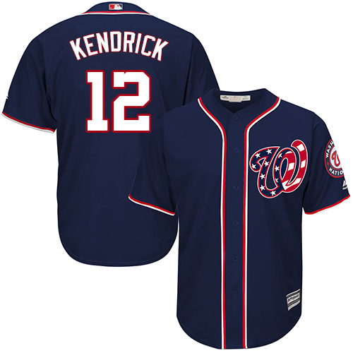 Youth Majestic Washington Nationals #4 Howie Kendrick Authentic Navy Blue Alternate 2 Cool Base MLB Jersey