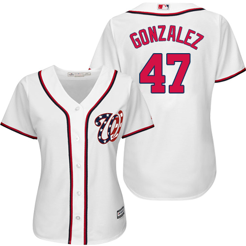 Women's Majestic Washington Nationals #47 Gio Gonzalez Authentic White Home Cool Base MLB Jersey