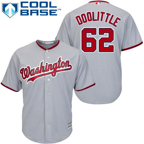 Youth Majestic Washington Nationals #62 Sean Doolittle Authentic Grey Road Cool Base MLB Jersey
