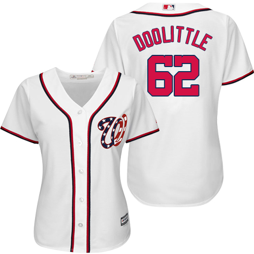 Women's Majestic Washington Nationals #62 Sean Doolittle Authentic White Home Cool Base MLB Jersey