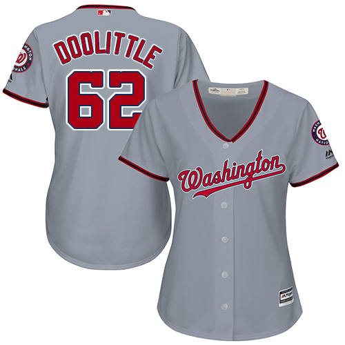 Women's Majestic Washington Nationals #62 Sean Doolittle Authentic Grey Road Cool Base MLB Jersey