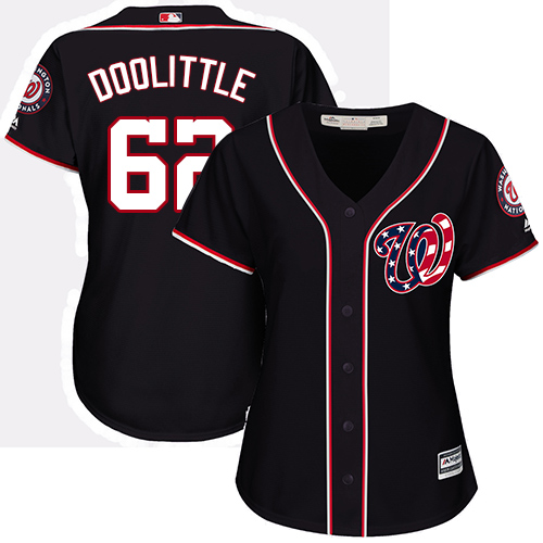 Women's Majestic Washington Nationals #62 Sean Doolittle Authentic Navy Blue Alternate 2 Cool Base MLB Jersey