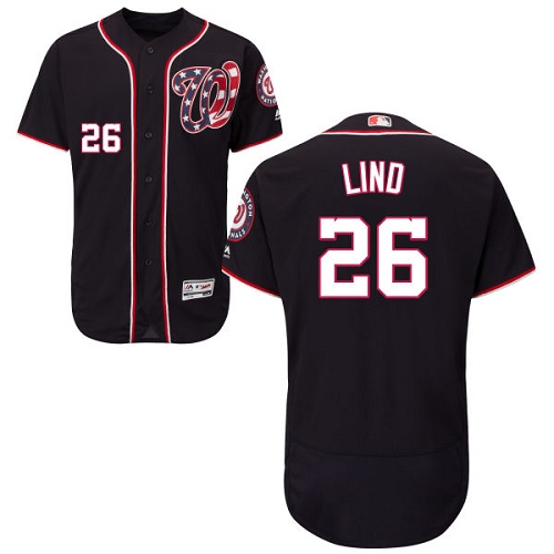 Men's Majestic Washington Nationals #26 Adam Lind Navy Blue Flexbase Authentic Collection MLB Jersey