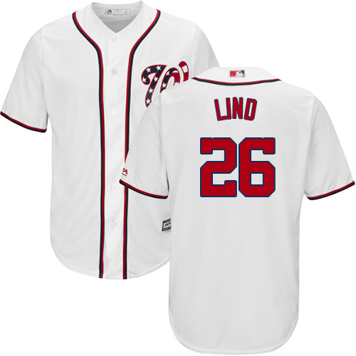 Youth Majestic Washington Nationals #26 Adam Lind Authentic White Home Cool Base MLB Jersey