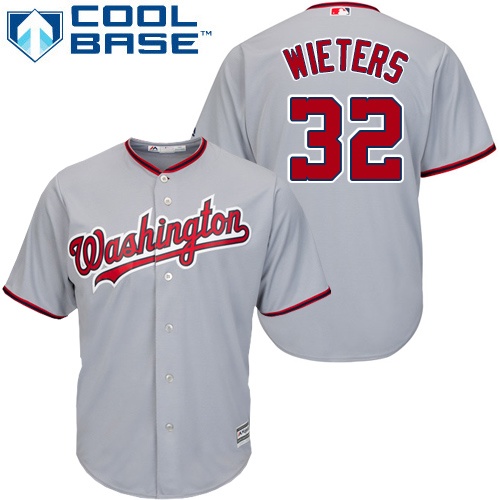 Youth Majestic Washington Nationals #32 Matt Wieters Replica Grey Road Cool Base MLB Jersey