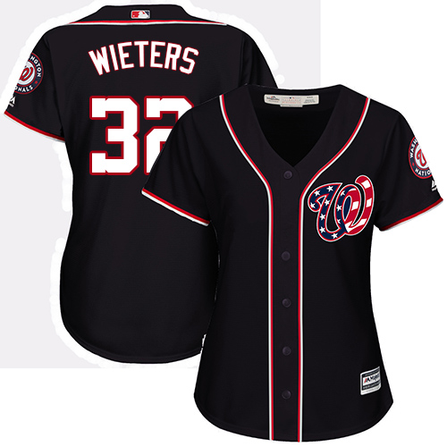 Women's Majestic Washington Nationals #32 Matt Wieters Authentic Navy Blue Alternate 2 Cool Base MLB Jersey