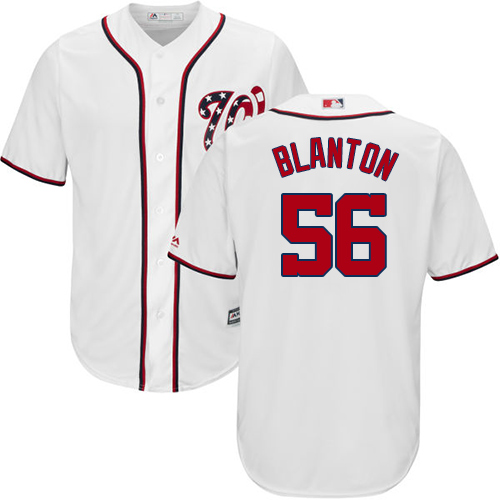 Youth Majestic Washington Nationals #56 Joe Blanton Replica White Home Cool Base MLB Jersey