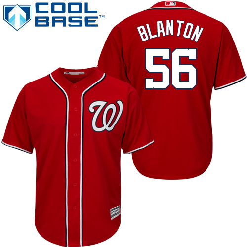 Youth Majestic Washington Nationals #56 Joe Blanton Replica Red Alternate 1 Cool Base MLB Jersey