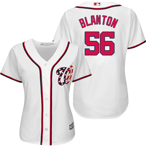 Women's Majestic Washington Nationals #56 Joe Blanton Replica White Home Cool Base MLB Jersey