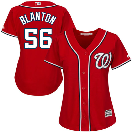 Women's Majestic Washington Nationals #56 Joe Blanton Authentic Red Alternate 1 Cool Base MLB Jersey
