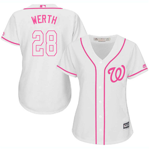 Women's Majestic Washington Nationals #28 Jayson Werth Authentic White Fashion Cool Base MLB Jersey