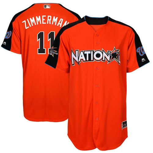 Men's Majestic Washington Nationals #11 Ryan Zimmerman Authentic Orange National League 2017 MLB All-Star MLB Jersey