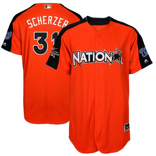 Men's Majestic Washington Nationals #31 Max Scherzer Authentic Orange National League 2017 MLB All-Star MLB Jersey