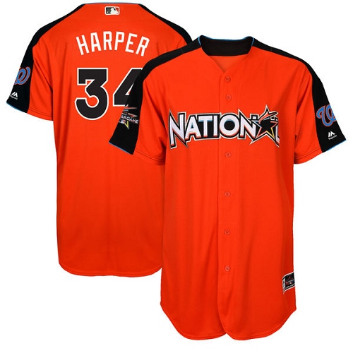Men's Majestic Washington Nationals #34 Bryce Harper Authentic Orange National League 2017 MLB All-Star MLB Jersey