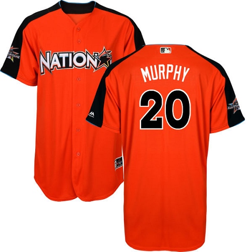 Men's Majestic Washington Nationals #20 Daniel Murphy Authentic Orange National League 2017 MLB All-Star MLB Jersey